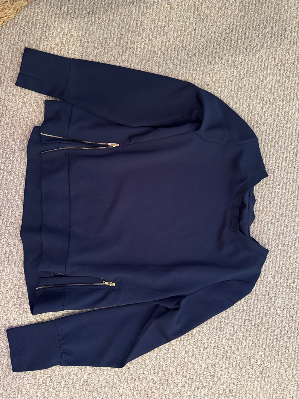 Addison Bay Navy Bomber Pullover with Gold Zips